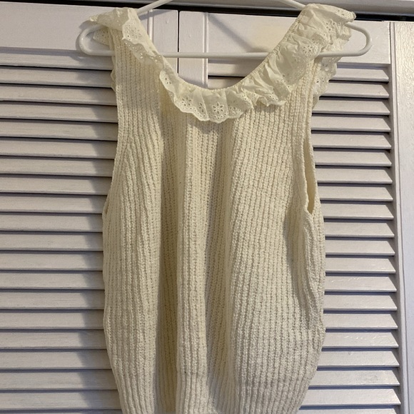 Mango Cream Ruffle Knit Tank Top - Picture 6 of 7